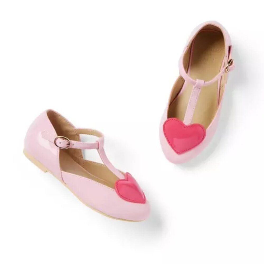 Janie and Jack 100048235 Heart T-Strap Ballet Flat NWT